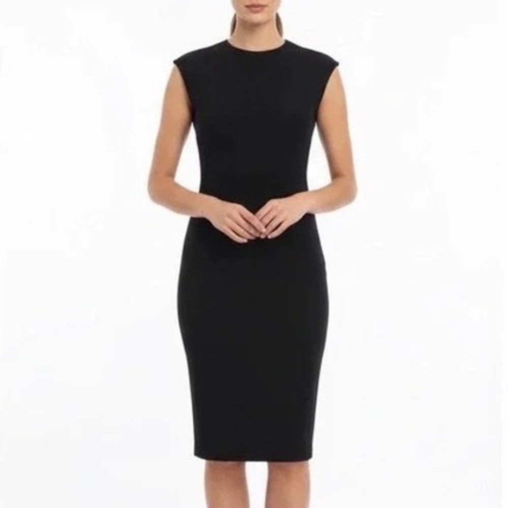 American Giant Black Sleeveless Sheath Midi Dress Size 10‎ Made in USA